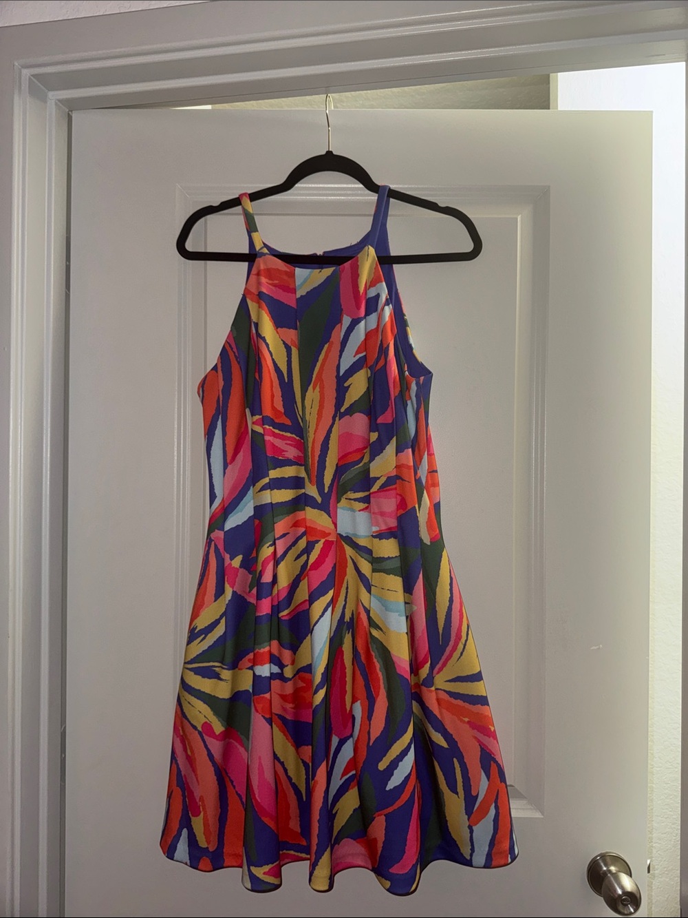 Vince Camuto Multicolor Halter Midi Dress in Purple, Pink & Yellow